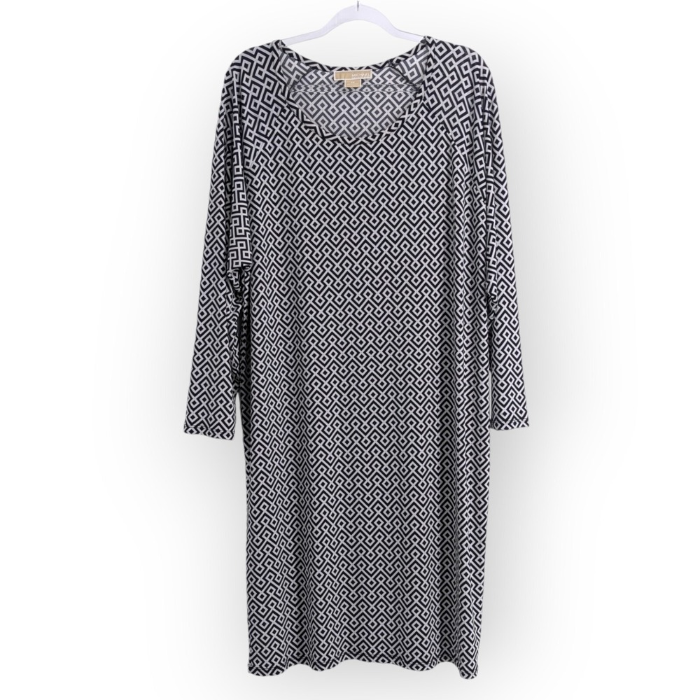 Michael Kors Slinky Knit 1X Women's Shift Dress Women's‎ Sheath Travel Geometric